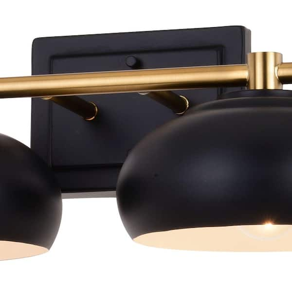 VAXCEL Belmont 38 in. W 4-Light Matte Black and Satin Brass Mid