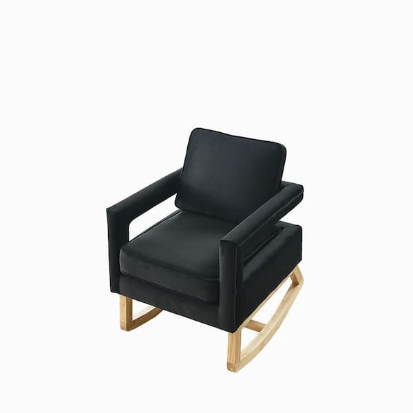 Unbranded 26 in. W Modern Black Polyester Rocking Arm Chair with Hollow Design