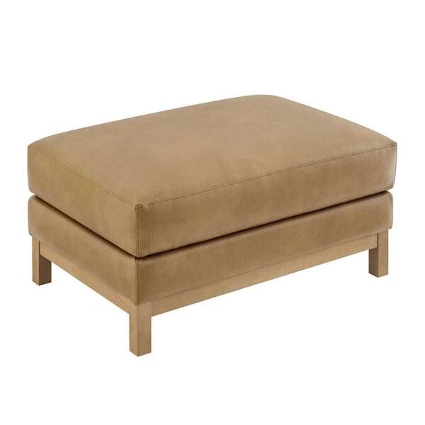 Modway Roscoe Vegan Leather Ottoman in Toast - Faux Leather