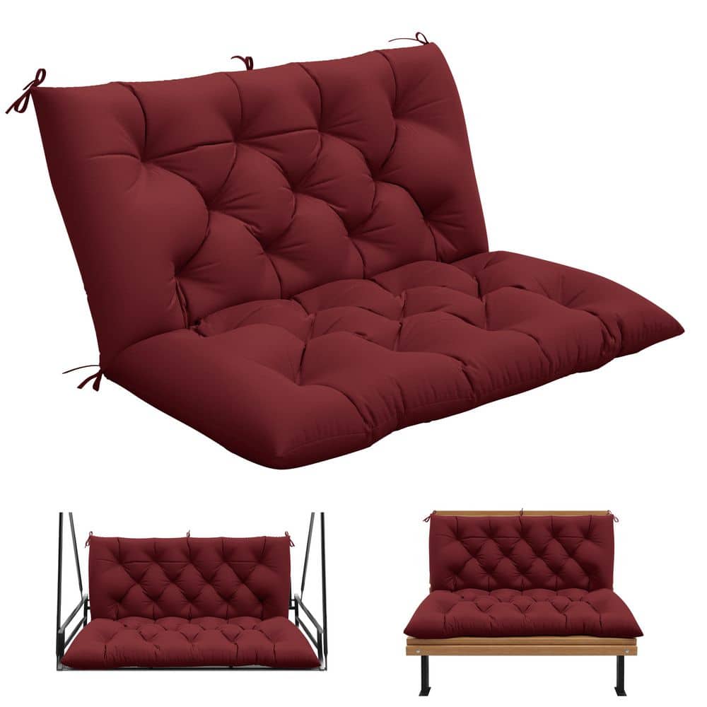 40 in. x 40 in. Patio Contoured Replacement Bench Cushion Outdoor Porch Swing Cushion Burgundy