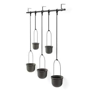 Triflora Hanging Plastic Planter Black (Set of 5)