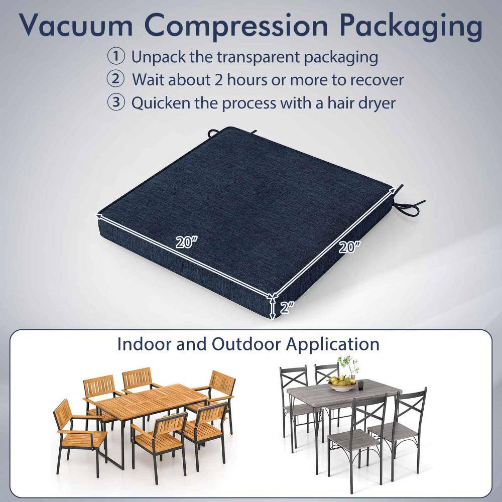 Vacuum compression packaging instructions and cushion size.