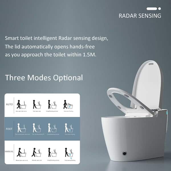 LORDEAR 1.28 GPF Pink Elongated Smart Toilet Bidet with Auto Open/Close Seat