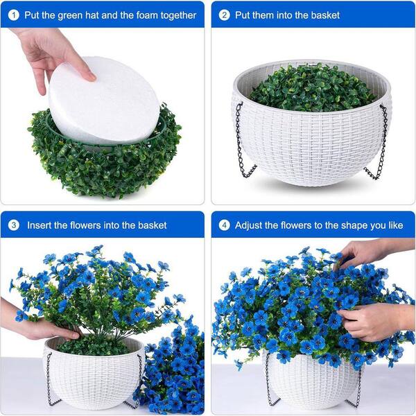 17 in. H Artificial Hanging Silk Orchid Flowers in Basket, Outdoor