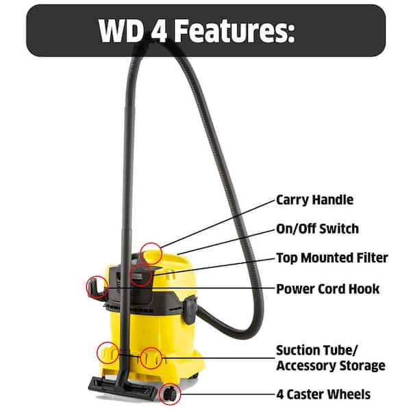 Karcher 4.5 Gallon Wet to Dry Vacuum, Blower Feature, WD3, Multi Purpose  Vacuum 