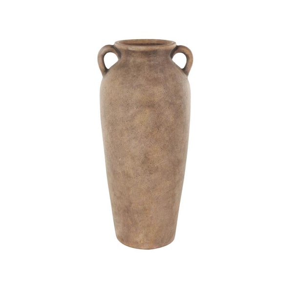 Litton Lane Copper Antique Style Textured Ceramic Decorative Vase with Handles