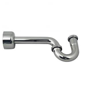 1-1/2 in. x 1 ft. Brass P-Trap Pipe with High Box Flange in Polished Chrome