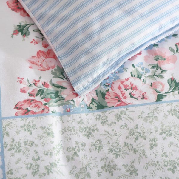 Laura Ashley Hope Patchwork 7-Piece Blue Pink and Green 100 