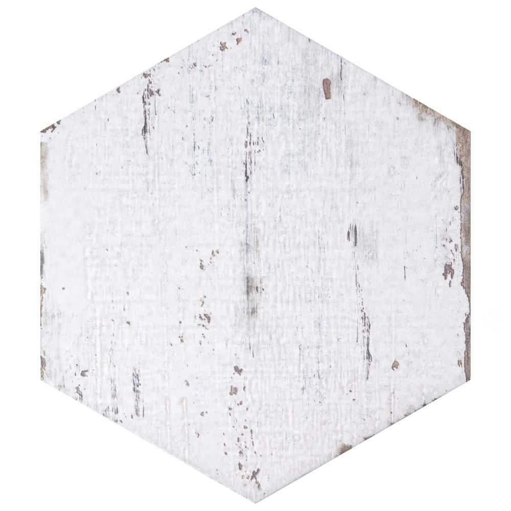 Retro Hex Blanc 7" x 8" Porcelain Hexagon Tile for Walls & Floors