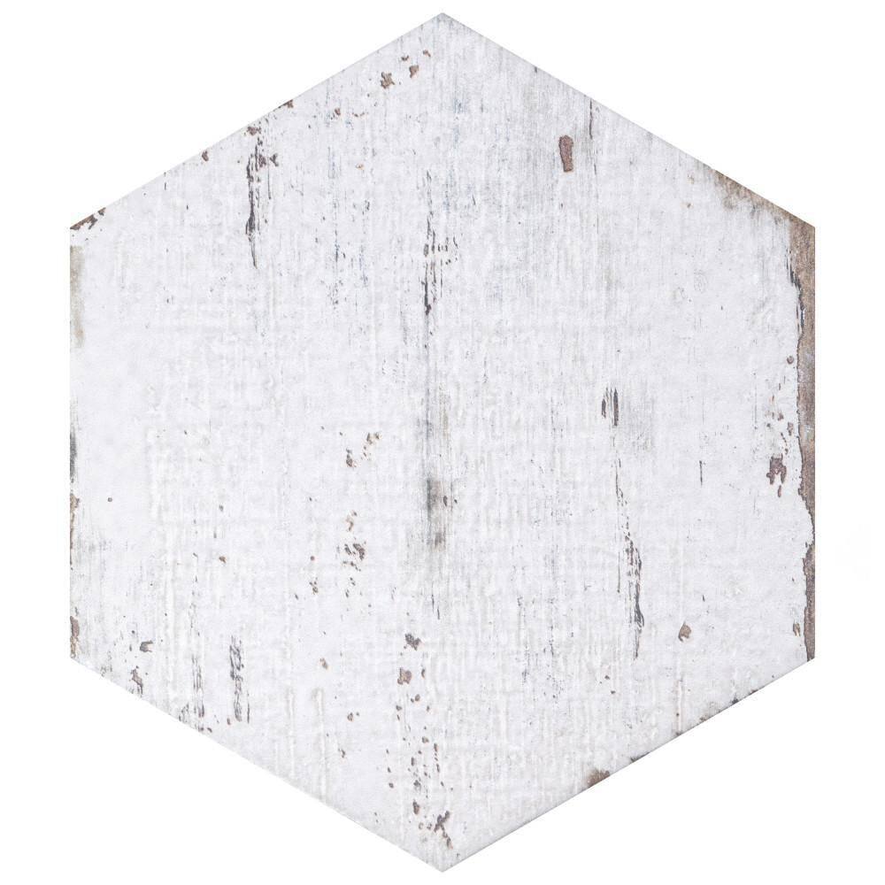 Retro Hex Blanc 7" x 8" Porcelain Hexagon Tile for Walls & Floors