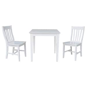 3-Piece 30 in. White Square Dining Table with 2-Cafe Chairs