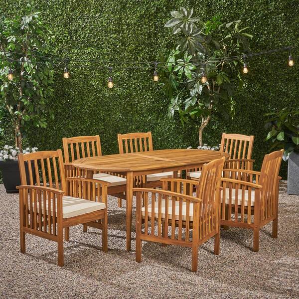 Noble House Stamfod Teak Bown 5-Piece Wood Oval Ba Height Outdoor Patio Dining Set 54340%2f310627163
