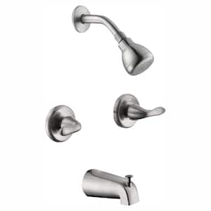 Constructor 2-Handle 1-Spray Tub and Shower Faucet in Brushed Nickel (Valve Included)