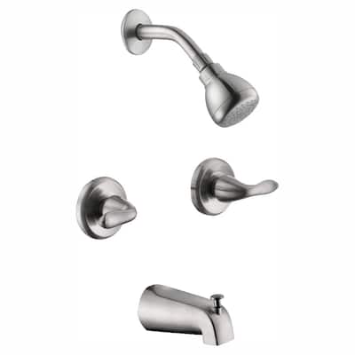 Constructor 2-Handle 1-Spray Tub and Shower Faucet 1.8 GPM in Brushed Nickel (Valve Included)