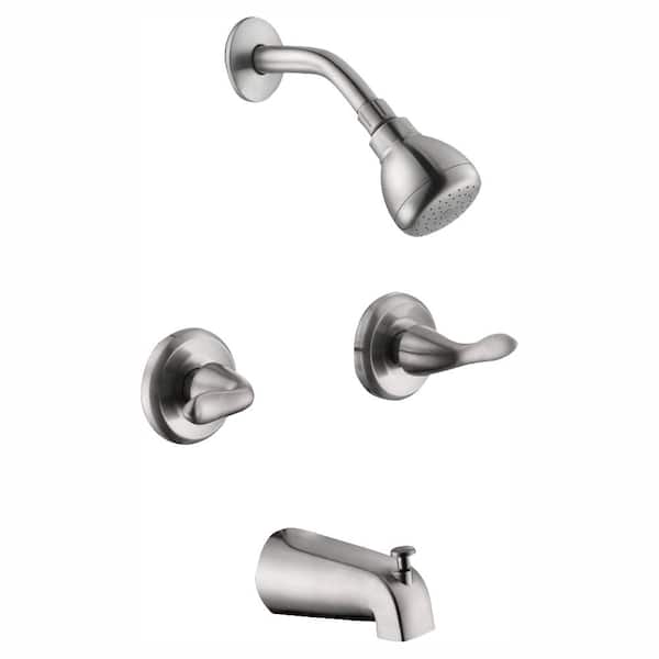 Glacier Bay Constructor 2-Handle 1-Spray Tub and Shower Faucet 1.8 GPM in Brushed Nickel (Valve Included)