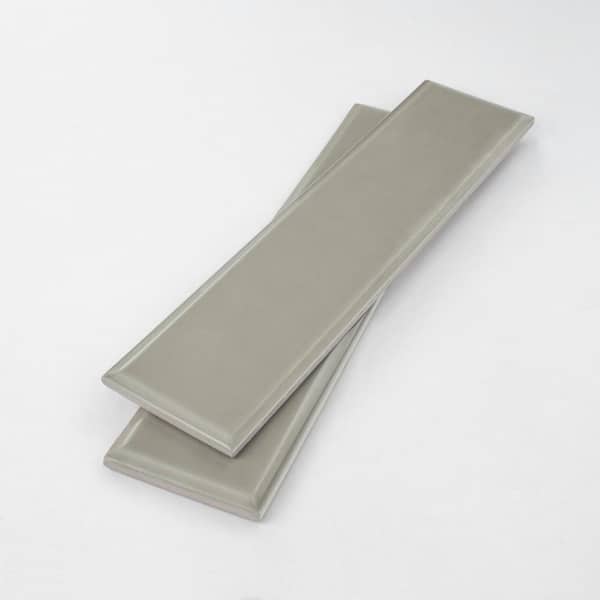 Chateau 3 in. x 6 in. Greige Gloss Ceramic Subway Tile Sample