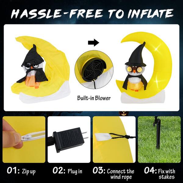 7.5 ft witch deals over the moon inflatable