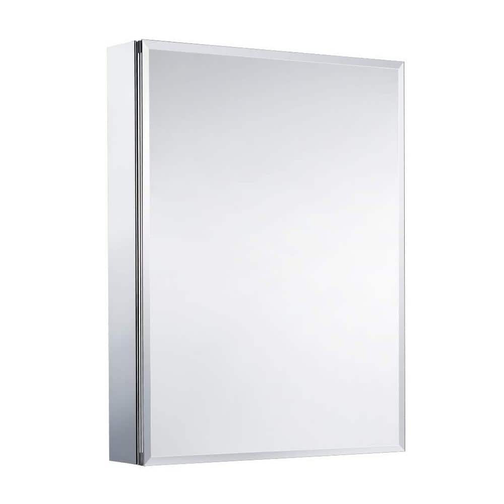 20 in. W x 26 in. H Medium Rectangular Silver Aluminum Recessed/Surface Mount Soft Close Medicine Cabinet with Mirror