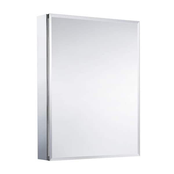 Unbranded 20 in. W x 26 in. H Medium Rectangular Silver Aluminum Recessed/Surface Mount Soft Close Medicine Cabinet with Mirror