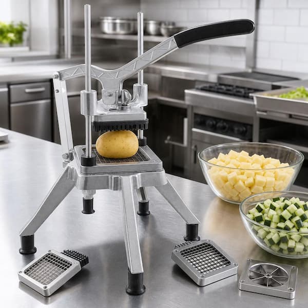 Numhew Stainless Steel Professional Food Dicer with 6-Wedge and 4 Interchangeable Blades for Vegetables and Fruits