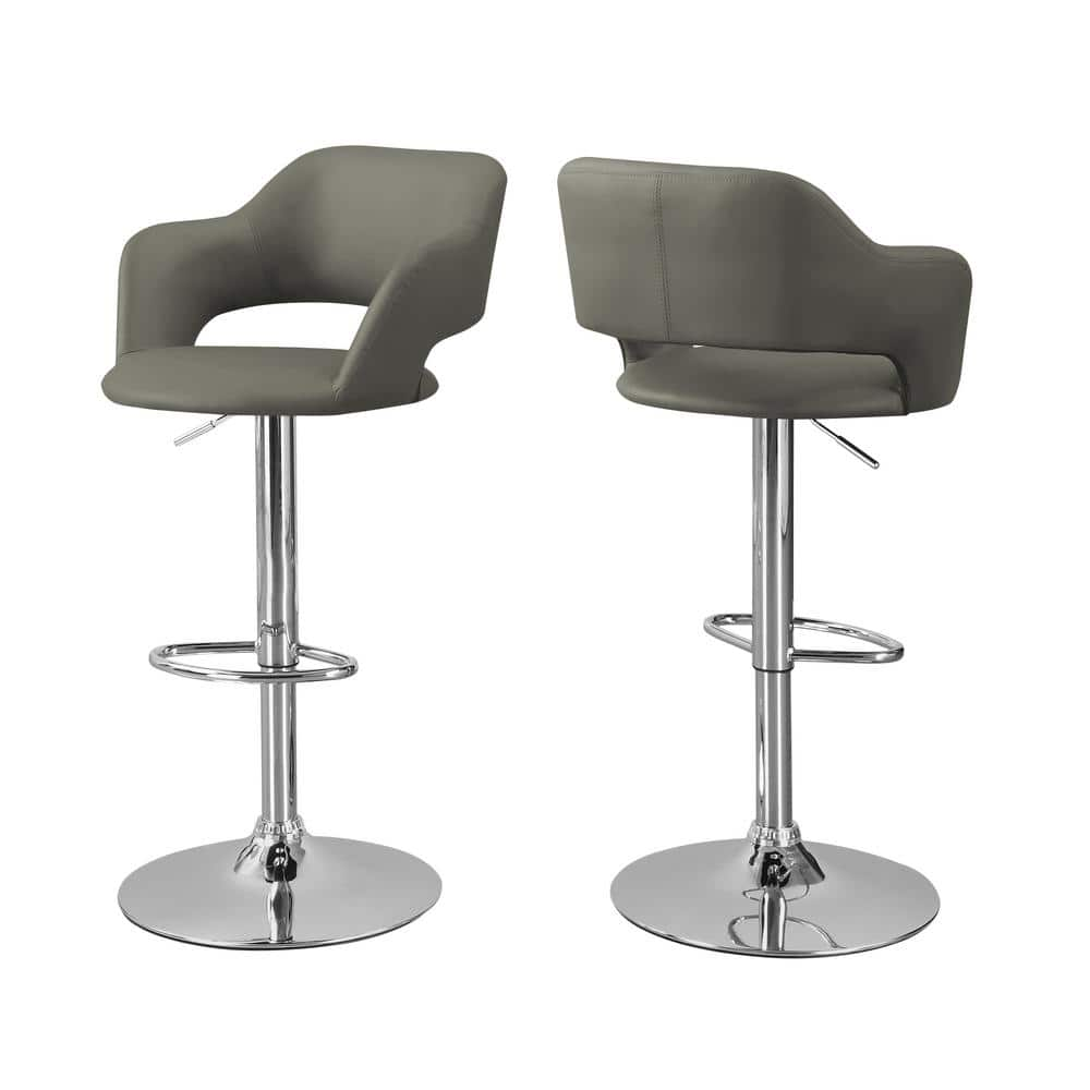 Light Grey With Chrome Metal Hydraulic Lift Bar Stool Hd2364 The