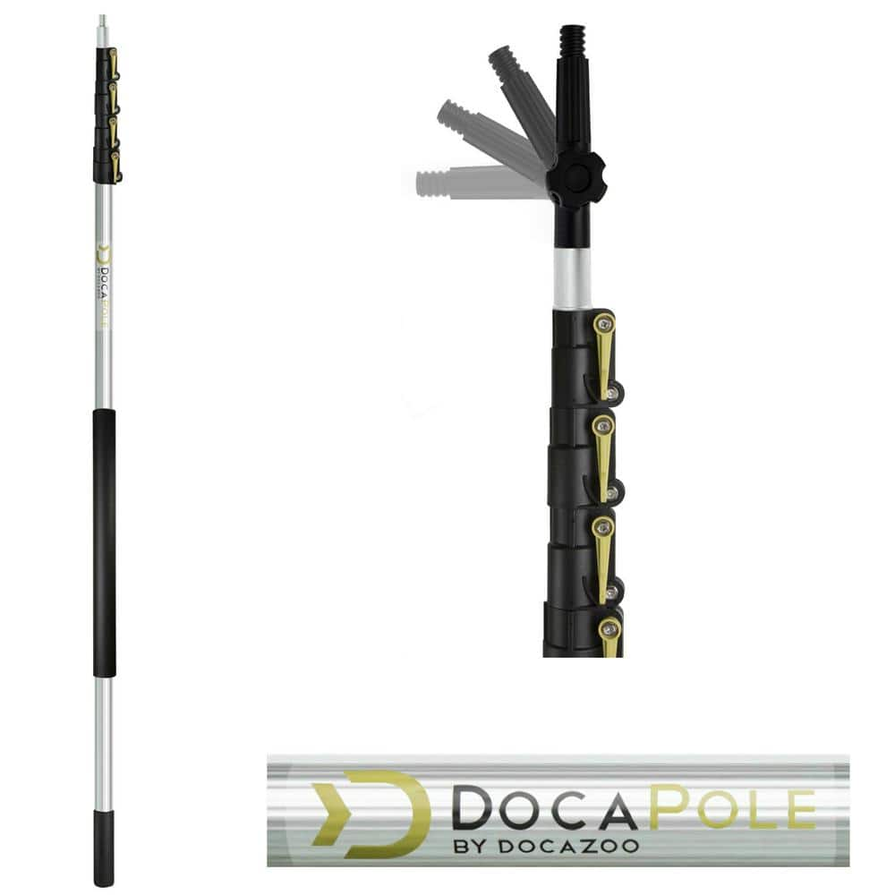 Docazoo DocaPole 6 - 24 foot Extension Multi-Purpose Telescopic Pole for Window  Gutter Cleaning  Hanging Christmas Lights Bulb Changer and Paint Roller