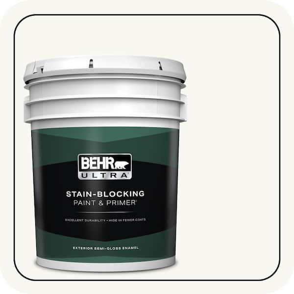 BEHR ULTRA 5 gal. Ultra Pure White Semi-Gloss Enamel Exterior Paint & Primer