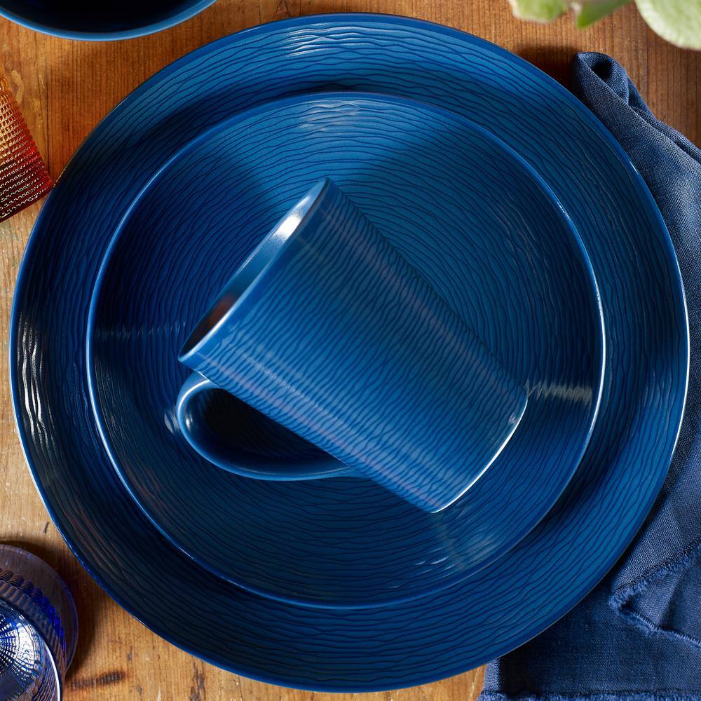 Navy Porcelain Textured Accent Dinner Plates, Set of 4