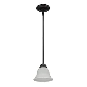 6.9 in. 1-Light Chandelier with White Finish and Black Base