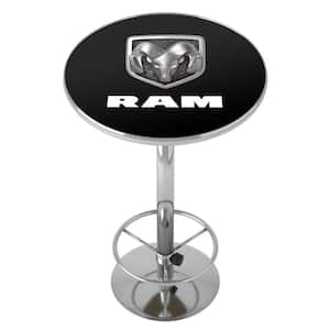 Chrome Pub Table Logo Black Bar Height High Top with Adjustable Foot Rest