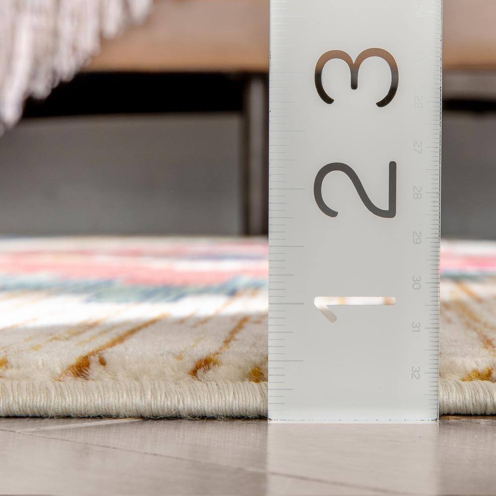 Cream and Multicolor 4' x 6' Southwestern Synthetic Area Rug