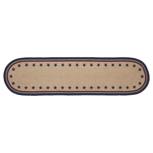 VHC Brands My Country 12 in. W x 48 in. L Navy Geometric Stars Cotton Blend Oval Table Runner