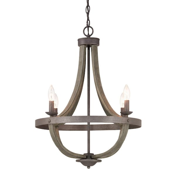 Rustic Distressed Elm Wood Accents, Rustic Wood And Iron Chandelier