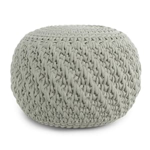 Nisi Round Knitted Pouf in Light Grey Recycled PET Polyester