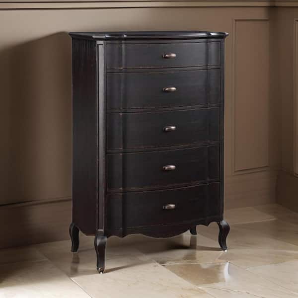 Black 5-Drawers 38 in. Dresser Without Mirror