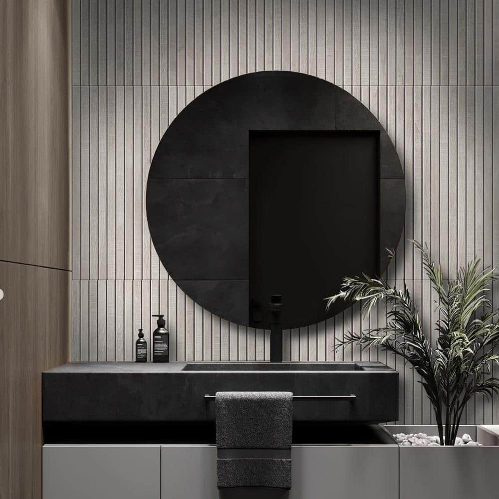Bois Ribbon 24" x 48" Matte Gray Porcelain Wall and Floor Tile
