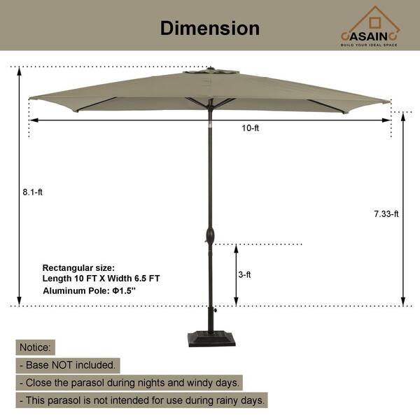 Wooden Large 10 Feet Rectangle Market Umbrella Natural  Brass color coupling New 