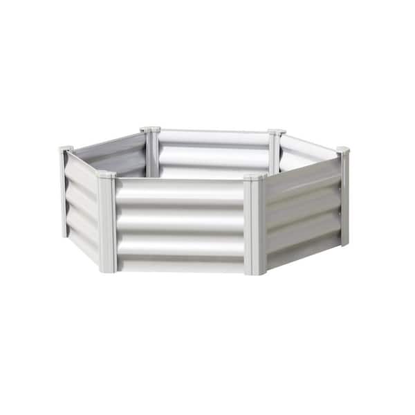 39 in. Dia Hexagon Surfmist Metal Garden Bed