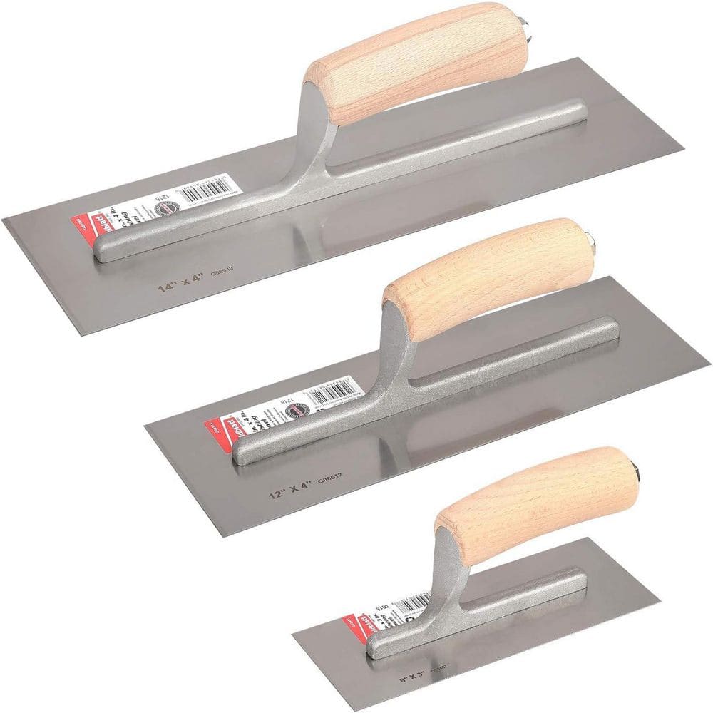 4 x 14 in. 4 x 12 in. 3 x 8 in. Carbon Steel Finishing Masonry Drywall Trowel Set with Wood Handle, 3-Pack price history on PriceWatchPro