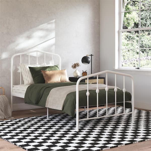 Novogratz Bushwick Off White Metal Frame Twin Platform Bed