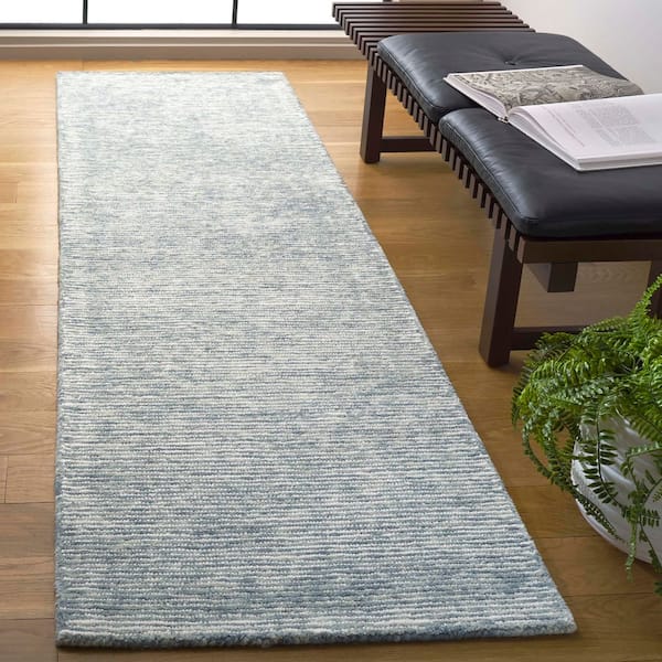 Ebony 2 ft. x 8 ft. Blue/Ivory Minimalist Solid Color Runner Rug