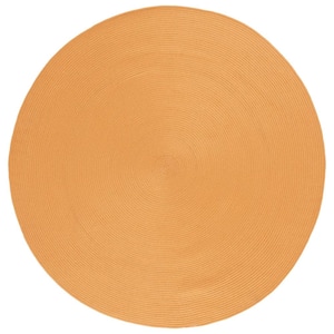 Braided Mustard 6 ft. x 6 ft. Abstract Round Area Rug