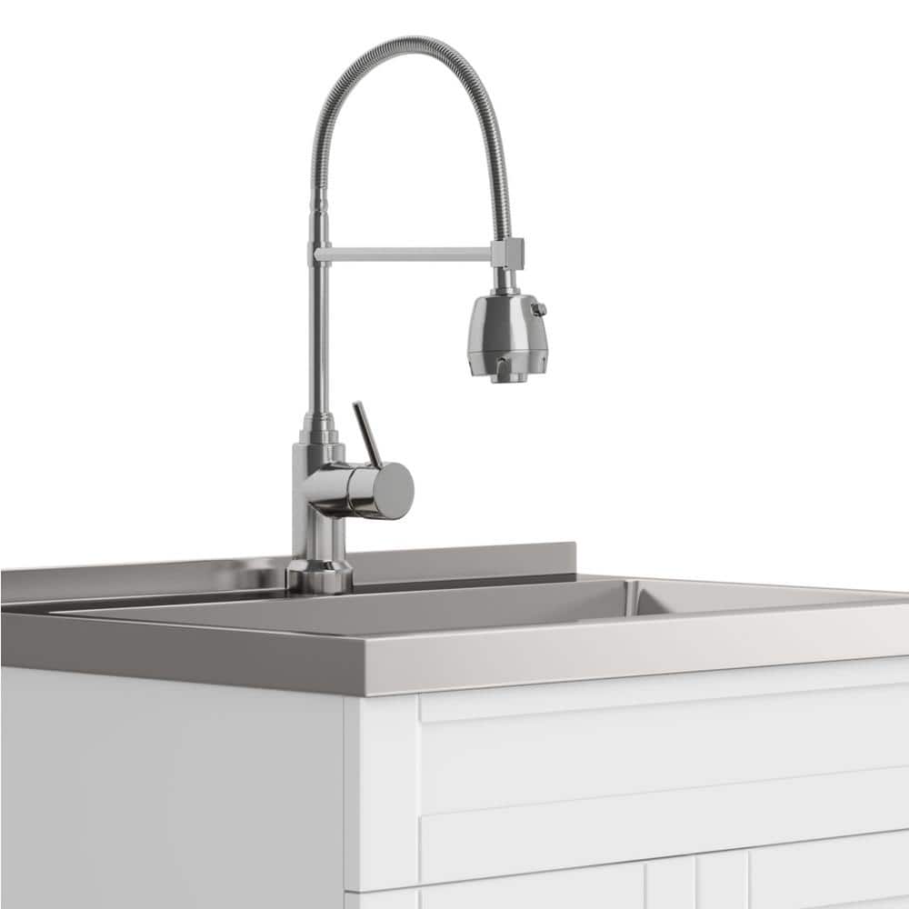 Hennessy 28 Inch White Laundry Cabinet with Stainless Steel Sink
