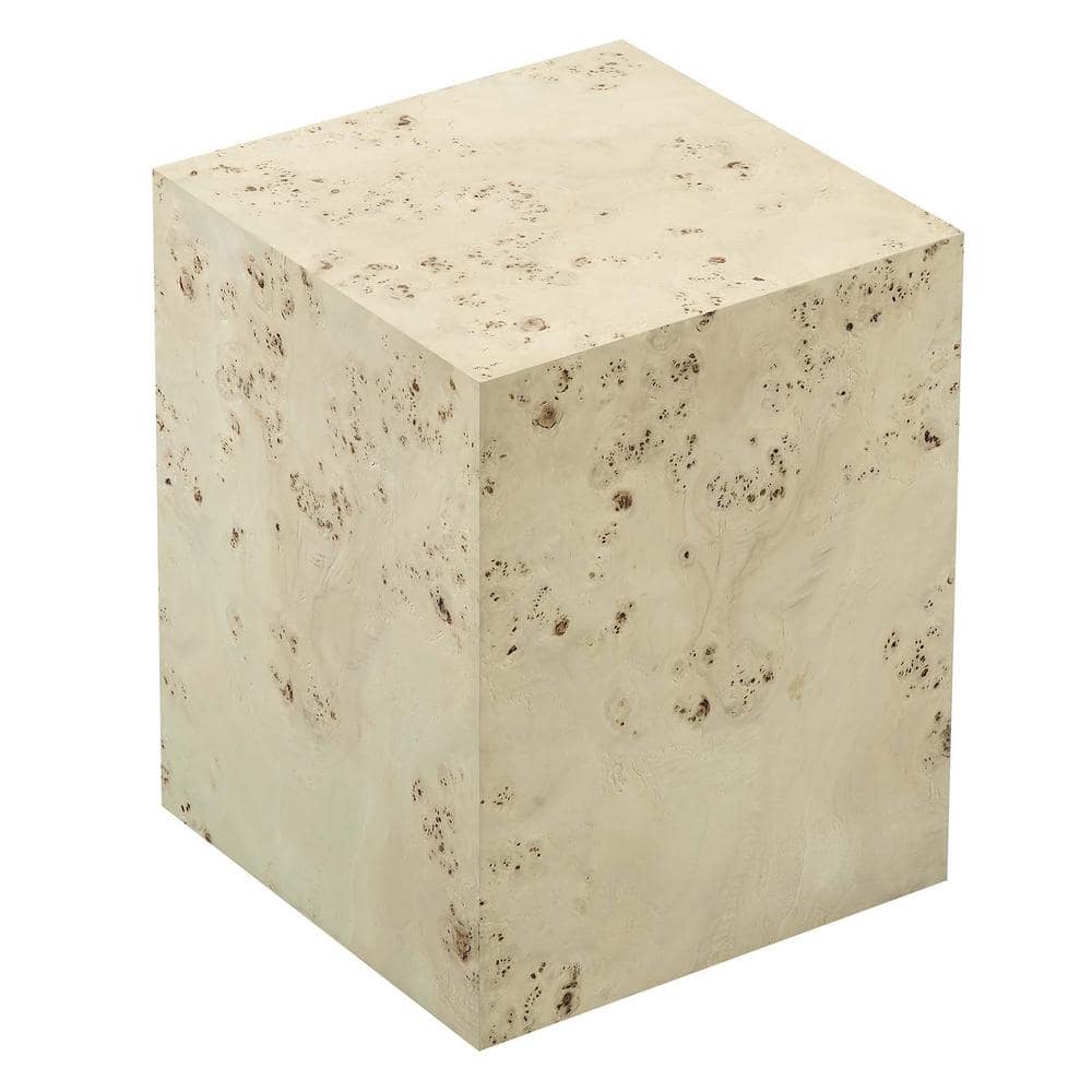 Bleached Burl Wood Square Accent Table with MDF Veneer