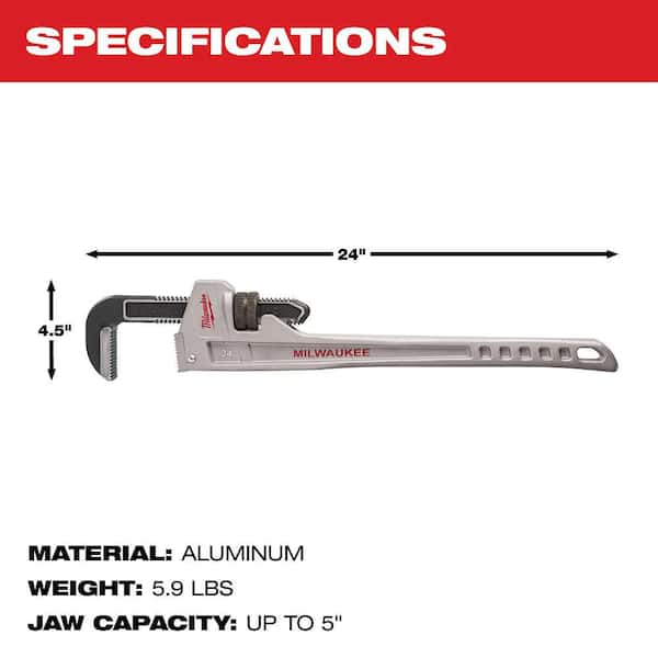 Milwaukee 24 in. Aluminum Pipe Wrench 48-22-7224 - The Home Depot