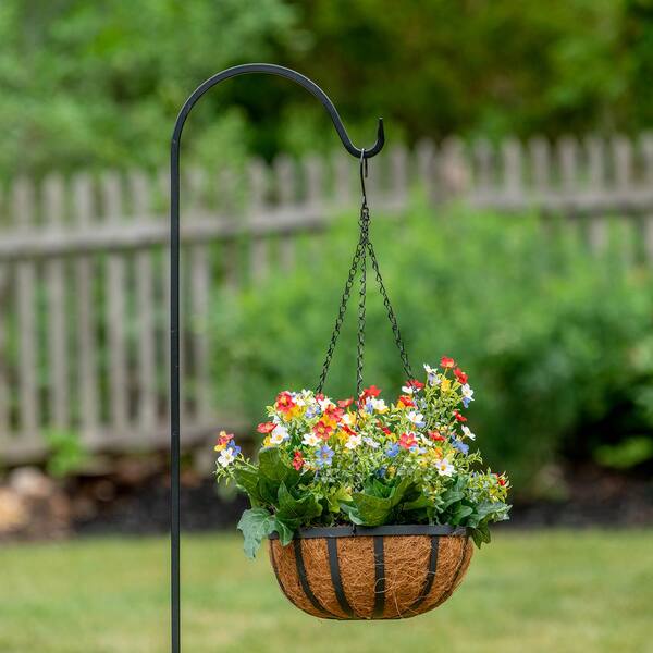 Iron Hanging Baskets Flower Pot Holder Hanger Outdoor Garden Patio Hook Baskets 
