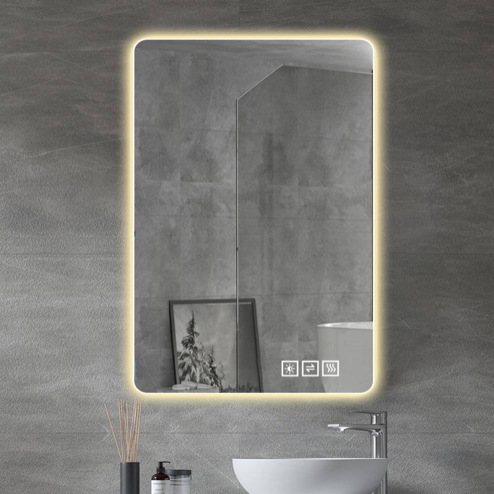 Modern 59.1 in. W x 27.5 in. H Rectangle Frameless Silver Anti-Fog Wall Mou