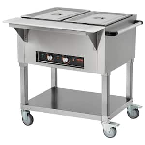 2-Pan Commercial Food Warmer 41.2 Qt. Silver Stainless Steel 1000-Watt Buffet Electric Steam Table Specialty Flatware