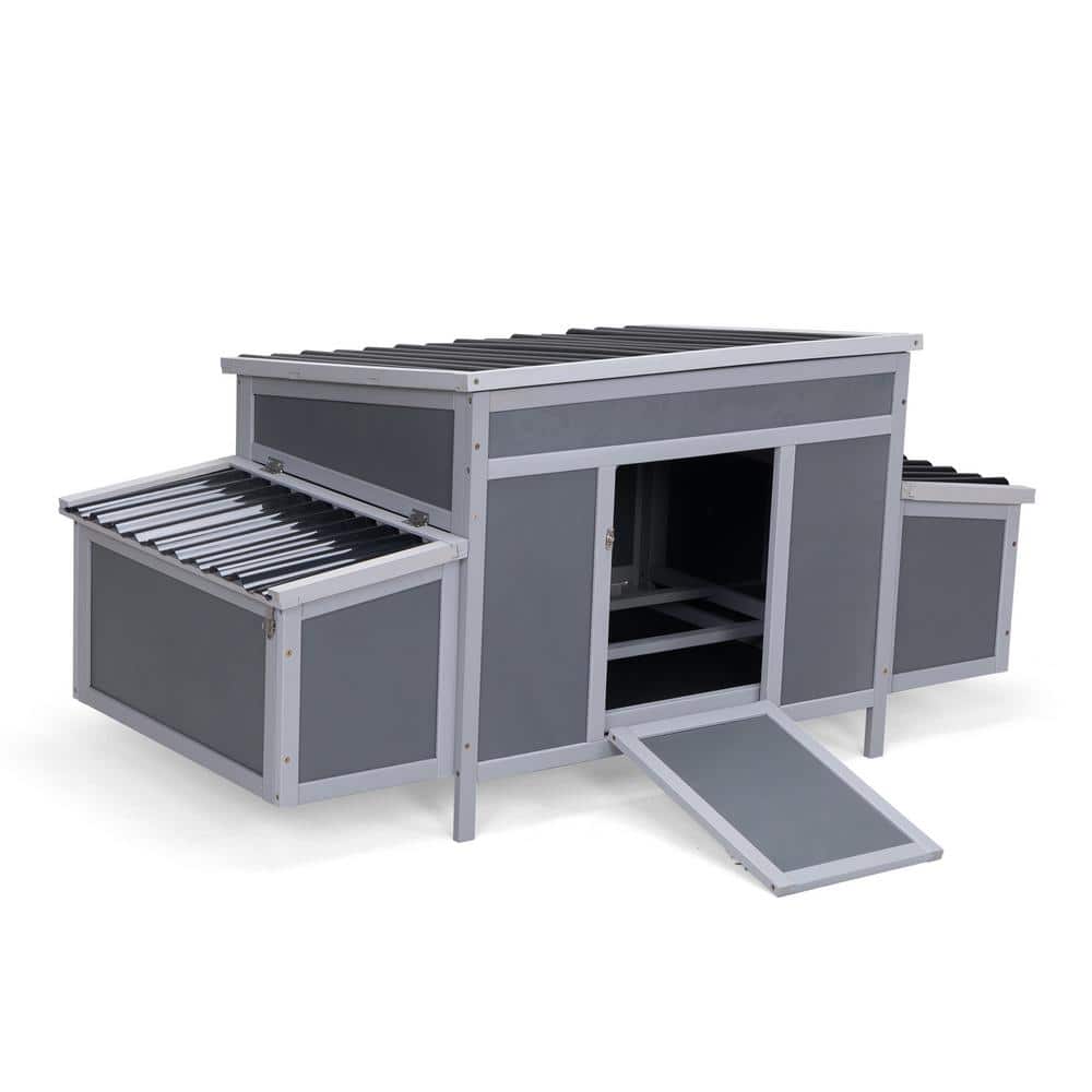 83.67 in. W x 27.56 in. H x 27.96 in. D Outdoor Wood Chicken Coop Poultry F