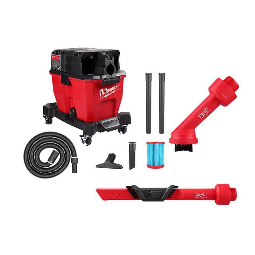 Milwaukee M18 FUEL 9 Gal. Cordless Dual-Battery Wet/Dry Shop Vacuum with AIR-TIP 1-1/4 in. - 2-1/2 in. Brush and Crevice Tools
